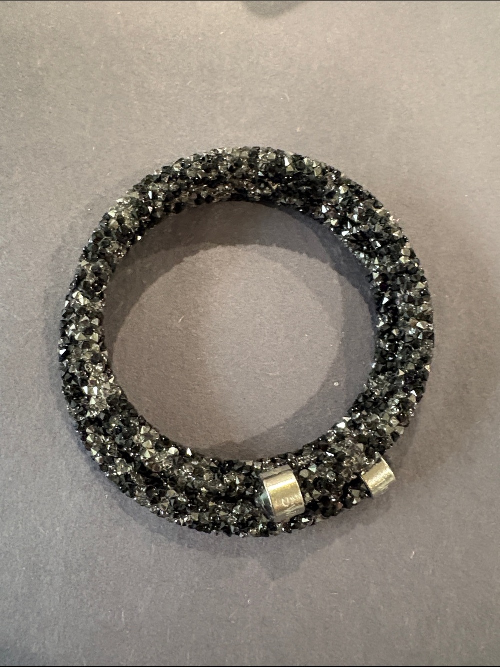 Swarovski Black Crystal Wrap Bracelet with Silver Accents